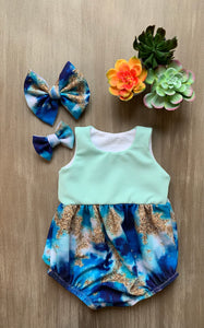 Aquamarine Marble Bubble Romper