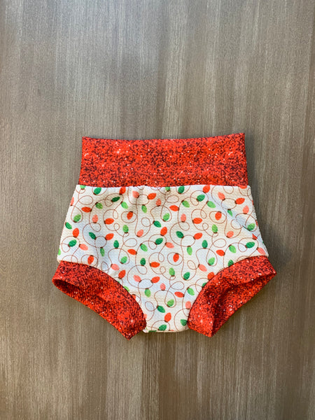 Christmas Lights Bummies - Red Waistband